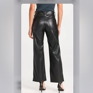 MOTHER Black Rambler Zip Ankle faux leather pants